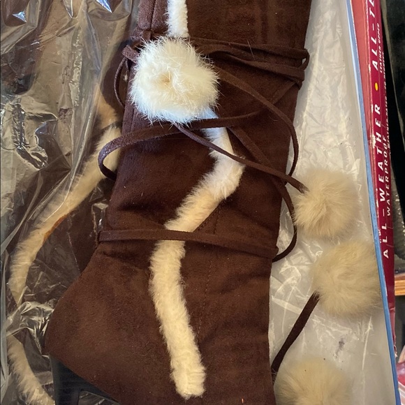 **SOLD** Brown Suede & Fur Stiletto Boot - Picture 4 of 5
